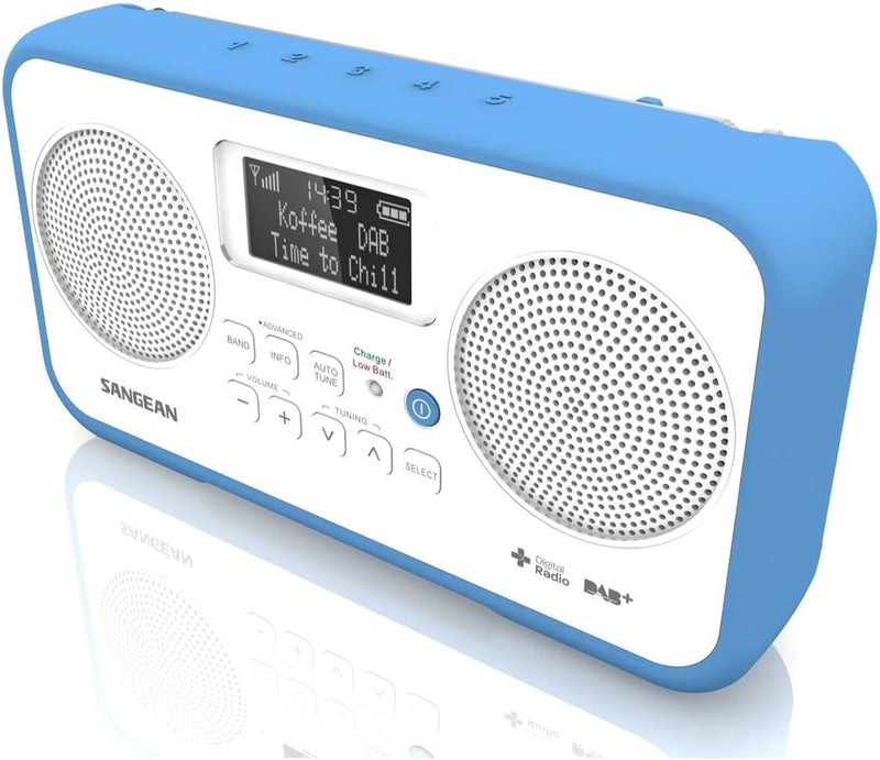 Sangean DPR-77 tragbares DAB+ Digitalradio (UKW-Tuner, Batterie-/Netzbetrieb) weiss/blau, weiss/blau