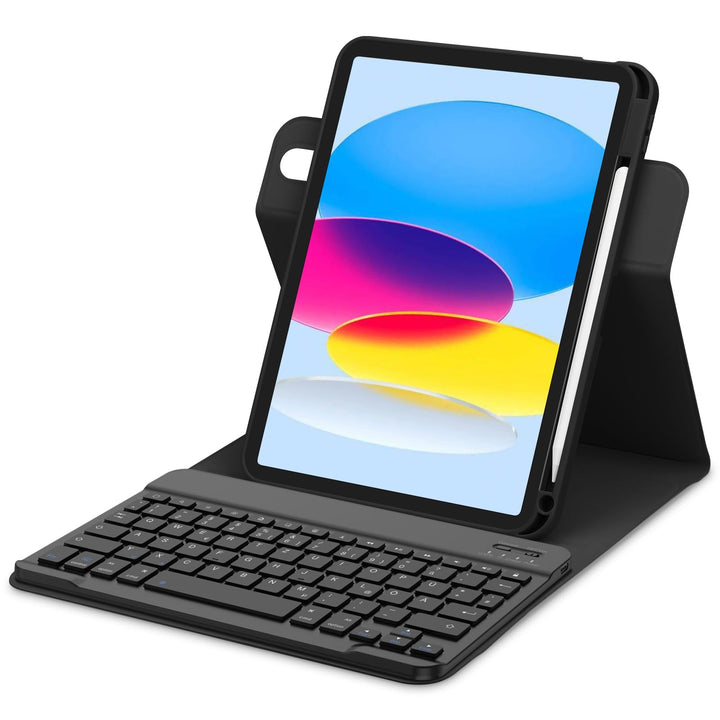 Bettdow für iPad 10.Generation 2022 Tastatur Hülle, Hoch-/Querformat Verwenden, QWERTZ Layout Abnehm