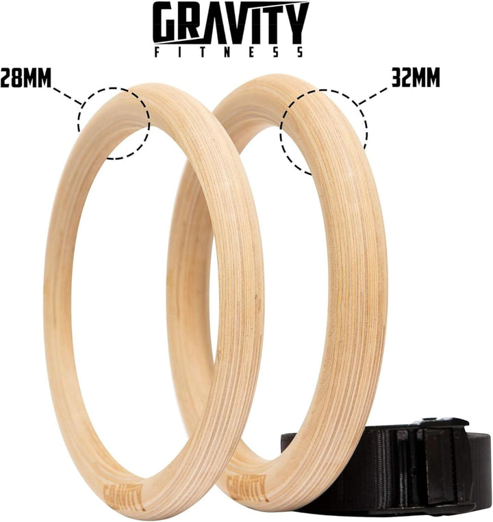 Gravity Fitness Holz-Gymnastikringe 32mm, 32mm