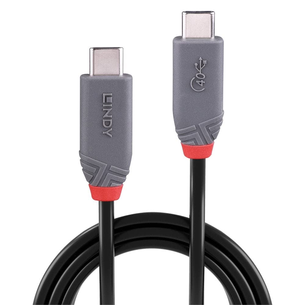 Lindy 0,8 m USB 4 Typ C Kabel, Anthra Line, USB 4, kompatibel mit Thunderbolt 3, 40 Gbit/s Datenüber