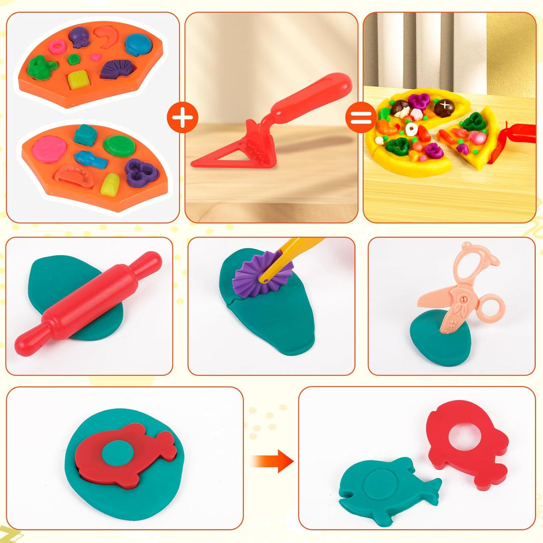 Knetwerkzeug, 48 Stück Knete Zubehör Kitchen Creations Burger Pasta Küchenspielset, Kinder Plastilin