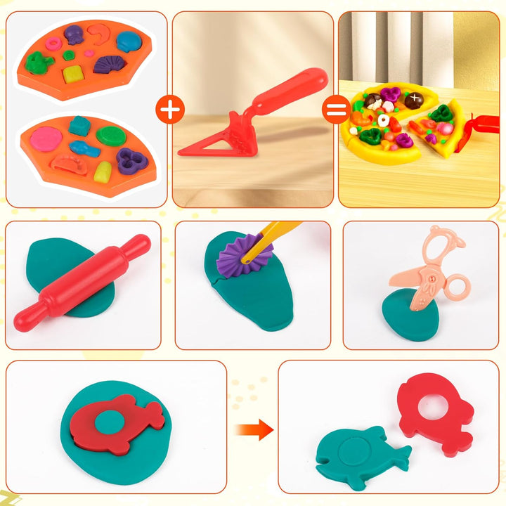 Knetwerkzeug, 48 Stück Knete Zubehör Kitchen Creations Burger Pasta Küchenspielset, Kinder Plastilin