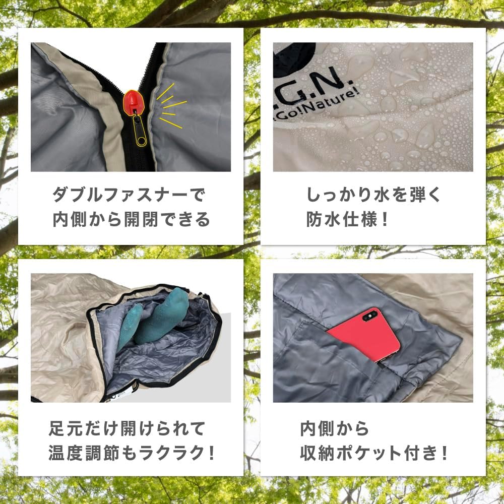 Go! Go! Nature! - Schlafsack für Erwachsene, 190 x 80 cm Blau, Blau