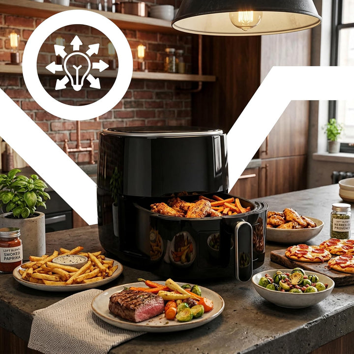 Retoo Heissluftfritteuse 3,2L 1200W Airfryer Mit LCD Touchscreen, 9 Kochprogramme, Einstellbare Temp