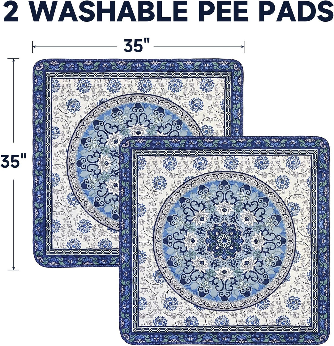 Washable Pee Pads for Dogs, 2 Pack Reusable Puppy Pads 89×89cm Super Absorbent Quick Dry Dog Trainin