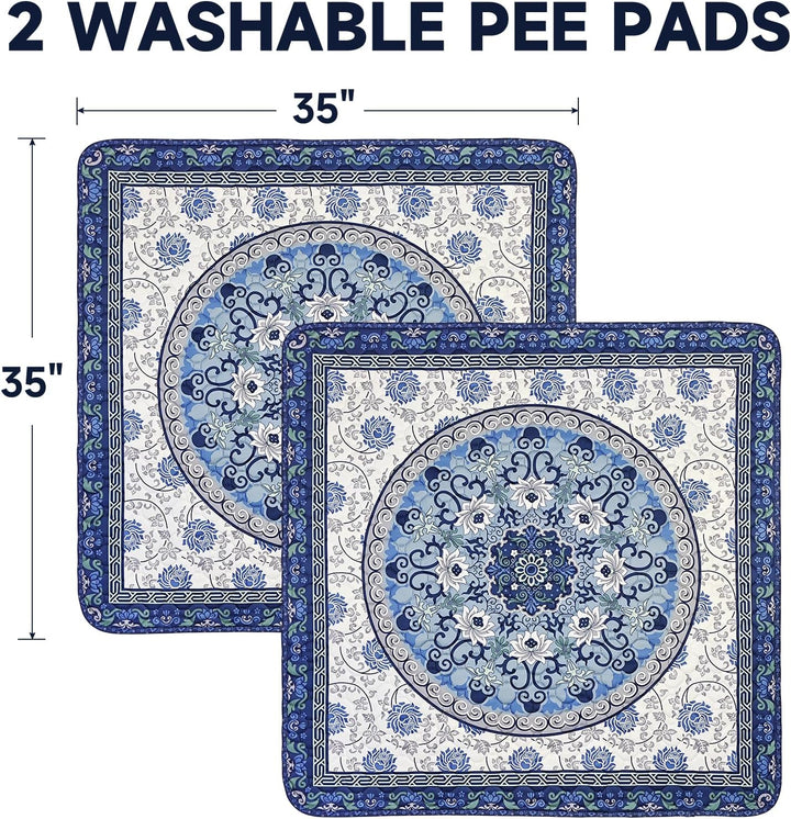 Washable Pee Pads for Dogs, 2 Pack Reusable Puppy Pads 89×89cm Super Absorbent Quick Dry Dog Trainin