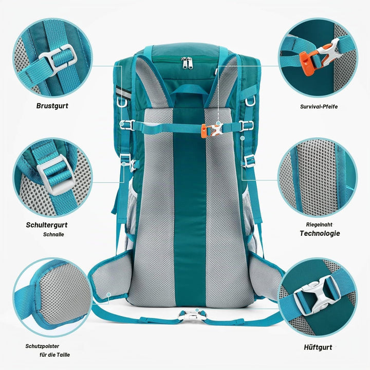 HOMIEE Wanderrucksack 50L, Herren Damen Wasserdichter Trekkingrucksack Reiserucksack Outdoor Wandern