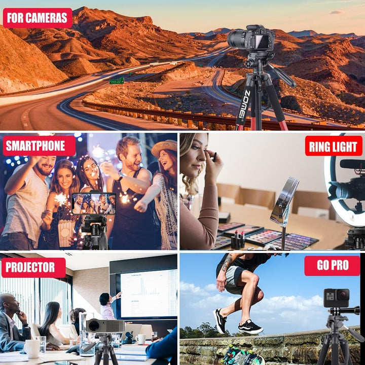 ZOMEi 188cm Stativ Heavy Duty Tall Tripod Stand, Professional Travel Video Tripod Kompatibel mit DSL