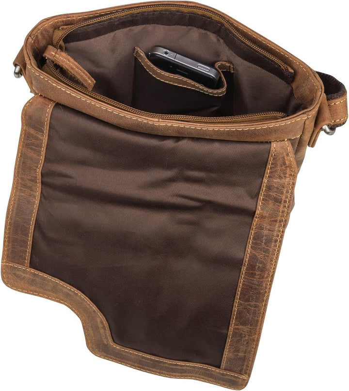 Greenburry Vintage Umhängetasche Leder 22 cm Brown, Brown