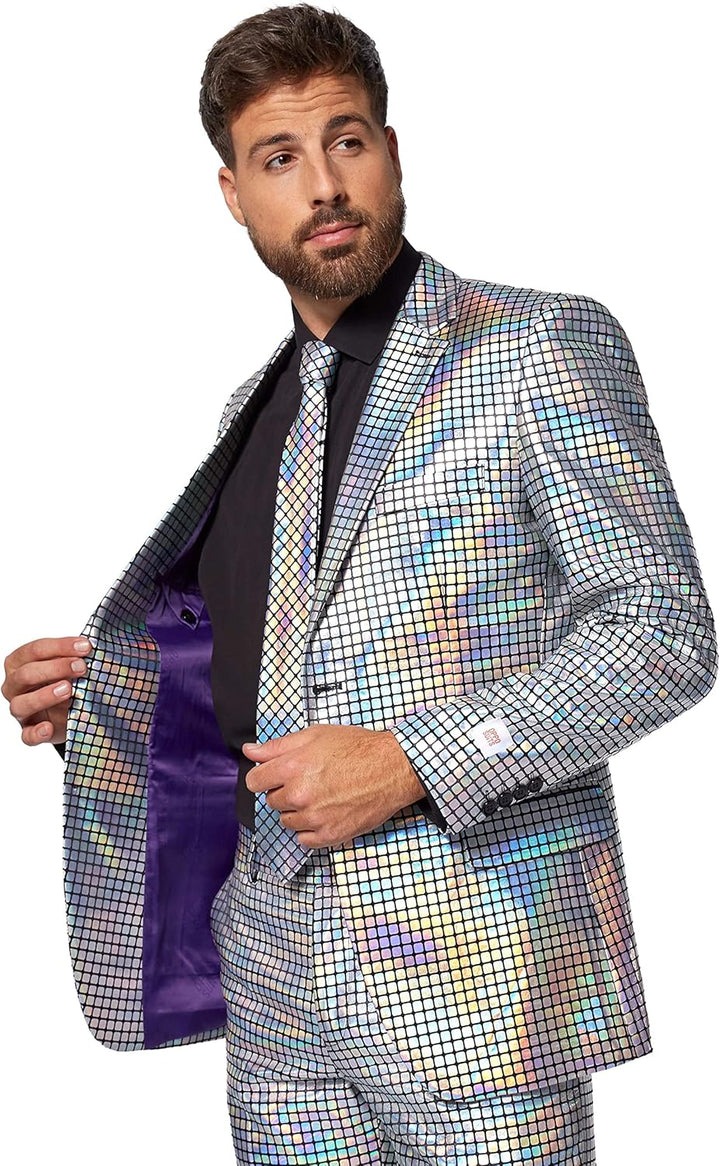 OppoSuits Herren Opposuits Halloween Suit For Men in Creepy And Stylish Print Anzug 46 Discoballer,