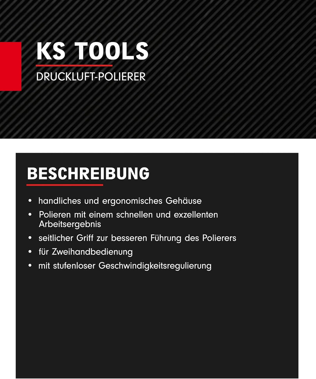 KS Tools 515.3063 1/4 Druckluft-Polierer Rot Schwarz