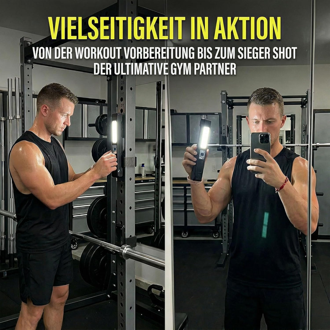 LED Magnet Posing Lampe Gym, USB Aufladbar Campinglampe, Batterie Hell Werkstattlampe, Akku Handheld