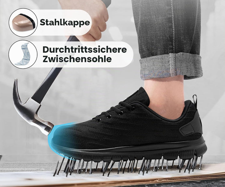 DYKHMILY Sicherheitsschuhe Damen Herren Pannensichere Arbeitsschuhe Leichte Stahlkappenschuhe Sportl