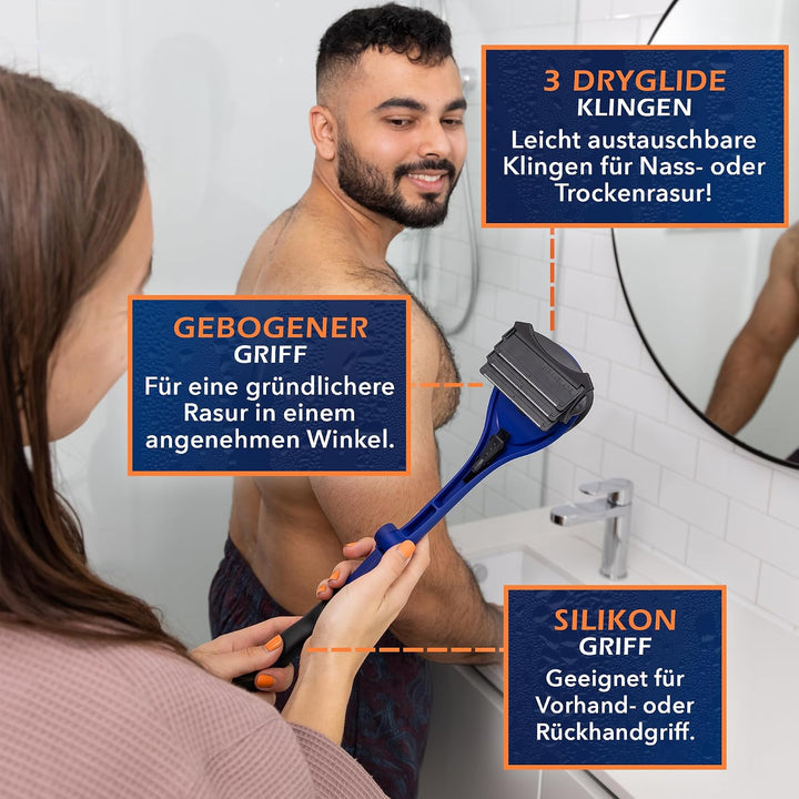 baKblade 2.0 Elite Plus Rückenrasierer Herren - Ergonomischer Rückenhaarentferner für Männer - Brust