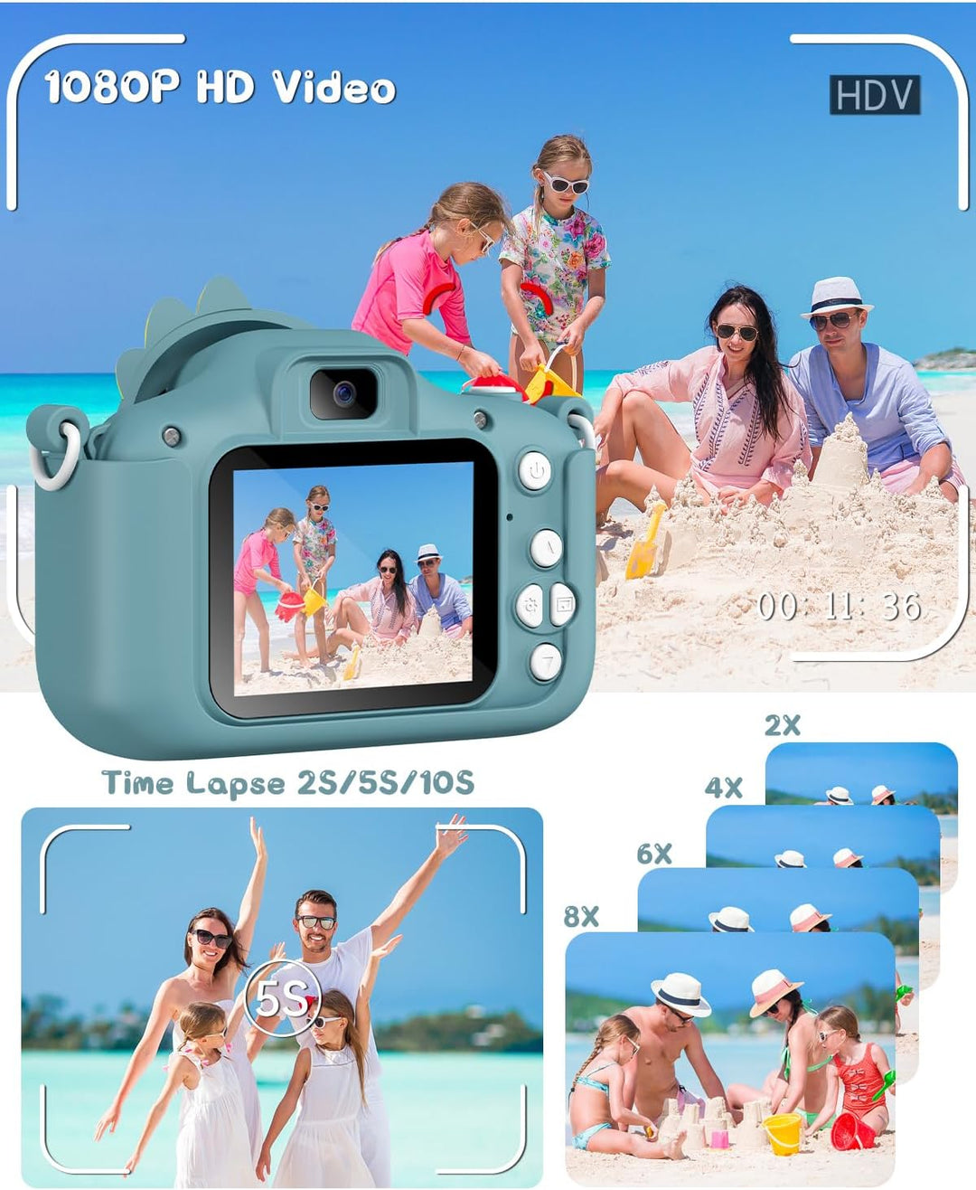 Kinderkamera, Gofunly Kinder Kamera 1080P 2,0-Zoll-Bildschirm Fotoapparat Kinder mit 32GB-Karte Self