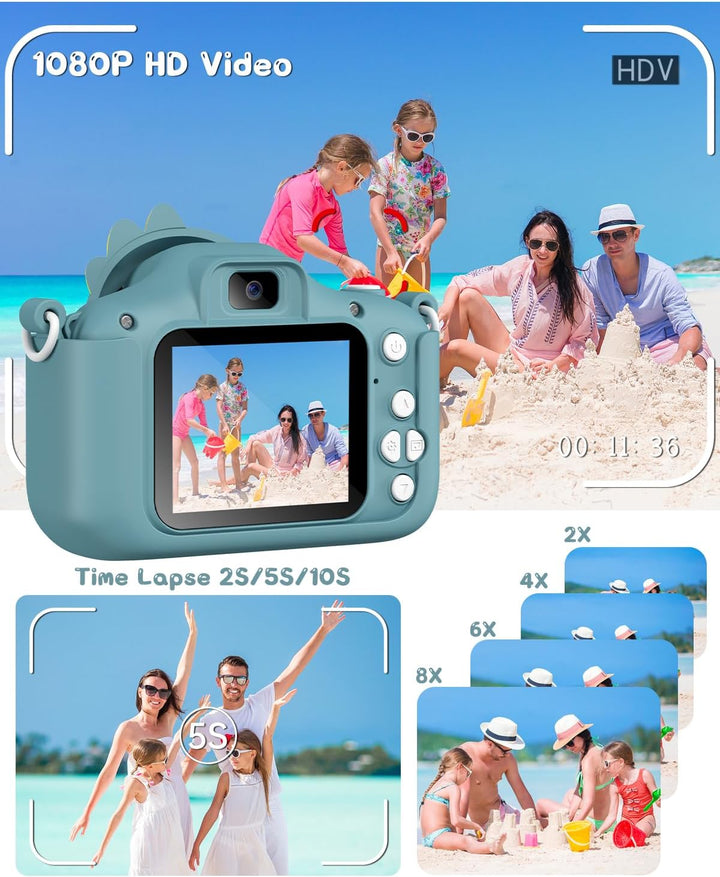 Kinderkamera, Gofunly Kinder Kamera 1080P 2,0-Zoll-Bildschirm Fotoapparat Kinder mit 32GB-Karte Self