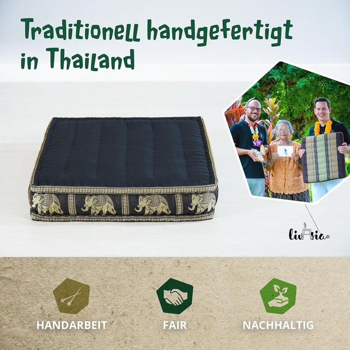 Livasia Sitzkissen Boden Thaiseide, Bodenkissen Indoor/Outdoor, Meditationskissen Yogakissen, Stuhla