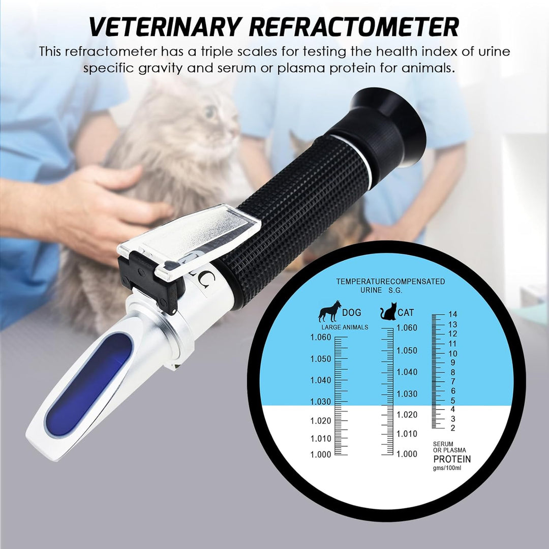 3-in-1-Refraktometer für Tiere, Veterinärrefraktometer, klinisches Refraktometer mit Skala für das s