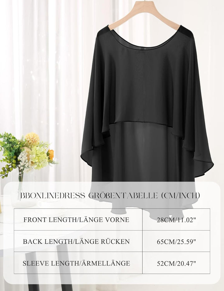 Bbonlinedress Chiffon Capes Damen Sommer Weiche Capelets leichte Tücher Wraps für Abendkleider Schal