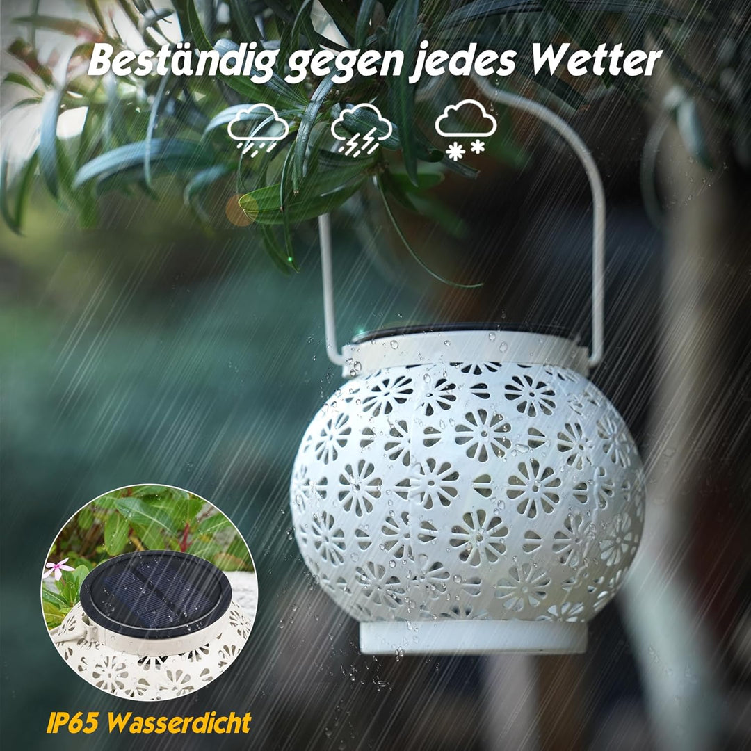 JOYCREATOR Solarlaternen für Aussen 2 Stück, IP65 Wetterfest Metall Solar Laterne für Draussen Hänge