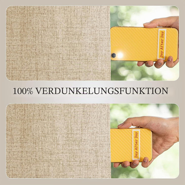 MIULEE Blickdichte Vorhänge Kurz Wärmeisolierende Vorhänge mit Ösen 100% Blickdicht Leinenoptik Gard
