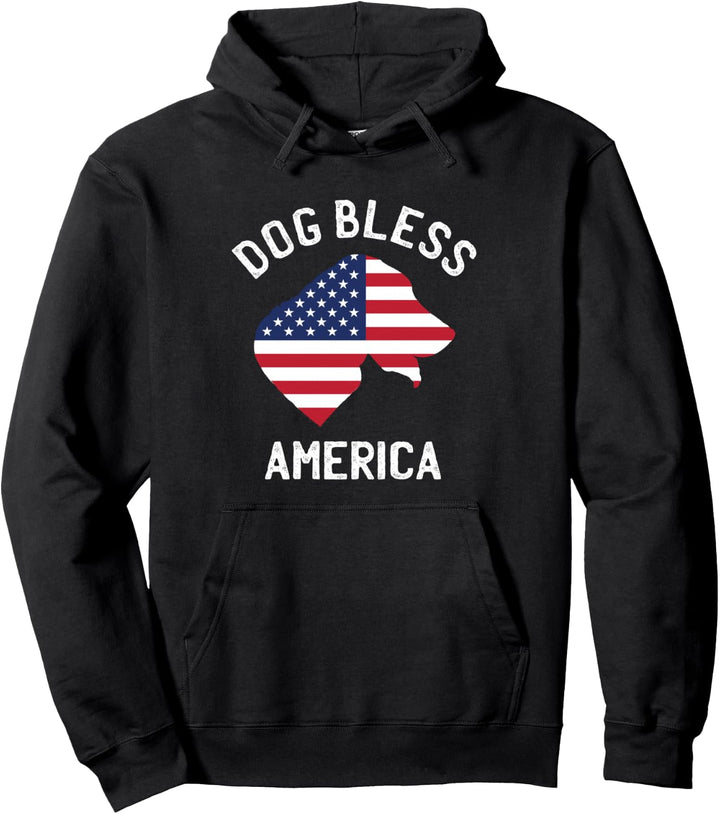 Dog Bless America 4th of July Puppy Patriotic Pullover Hoodie