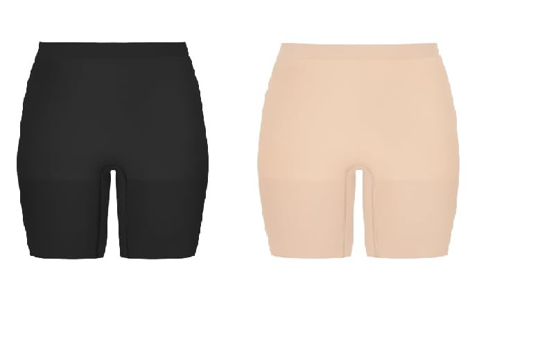 Spanx Damen Power Short Waist Shapewear S Double-Pack: Waist Shapewear Very Black/Soft Nude, S Doubl