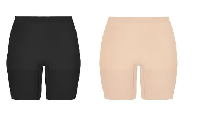 Spanx Damen Power Short Waist Shapewear M Double-Pack: T-Shirts Schwarz (Dk Black D16396-b353-6484)/