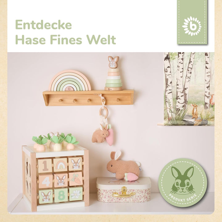 Bieco Motorikwürfel Hase Fine XXL nachhaltiges Holz FSC® | Spielwürfel Baby | Motorikwürfel ab 1 Jah