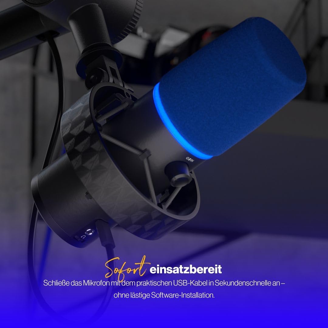 ENDORFY Solum Broadcast, USB Microphone, Adjustable Studio Boom arm, dual-Function Mute and gain kno