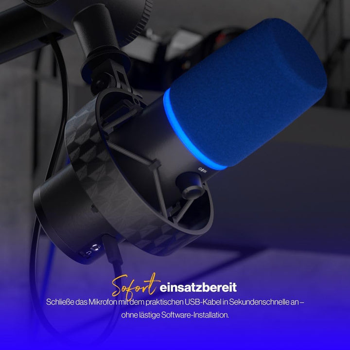ENDORFY Solum Broadcast, USB Microphone, Adjustable Studio Boom arm, dual-Function Mute and gain kno