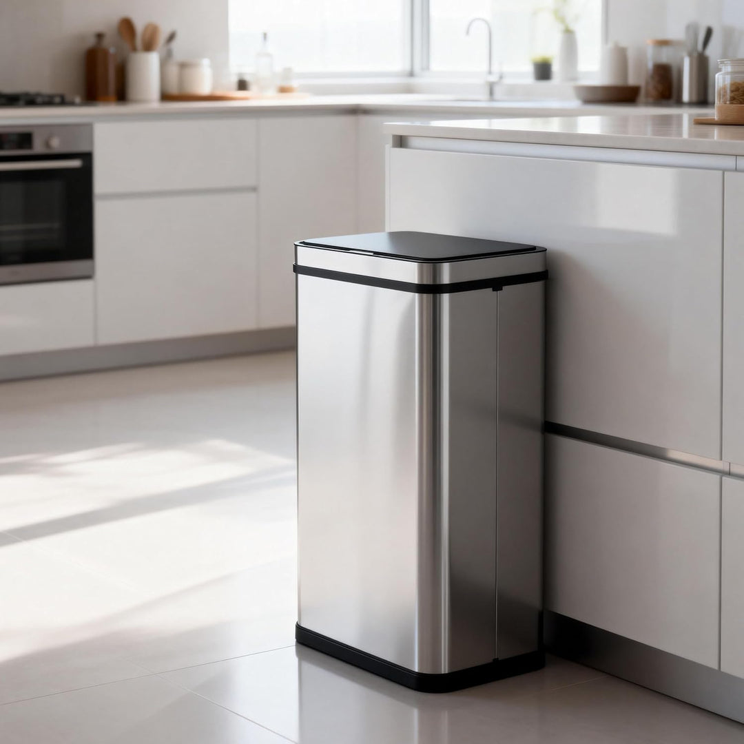 Ribelli Edelstahl Mülleimer 50 Liter - Abfalleimer mit Sensor - Automatisches Öffnen und Schliessen