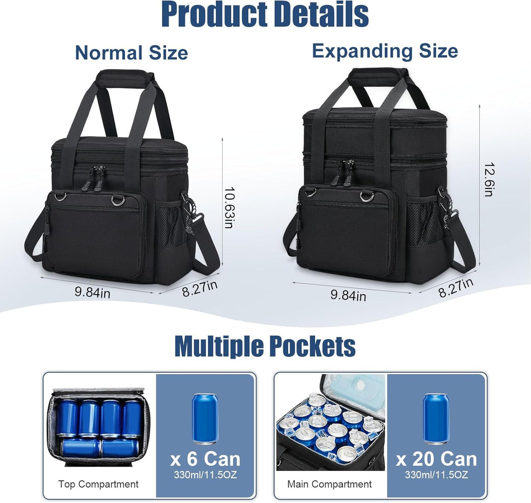 Kühltasche, Lunchtasche für Damen und Herren, wasserdicht, auslaufsicher, verstellbare Träger, gross