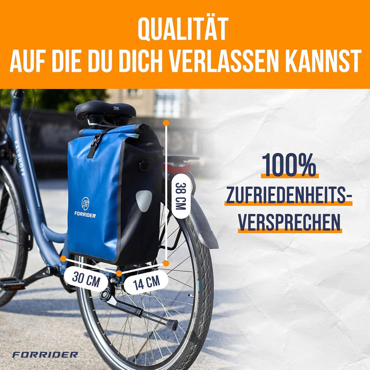 Forrider Fahrradtasche Wasserdicht für Gepäckträger [22L Volumen] mit Schultergurt | Gepäckträgertas