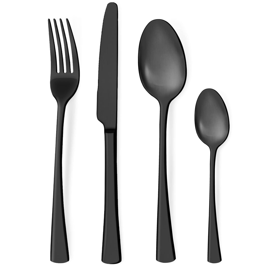 Bestdin Besteck Set 6 Personen, 24 teilig Edelstahl Besteckset Schwarz Matt, Essbesteck Set mit Mess