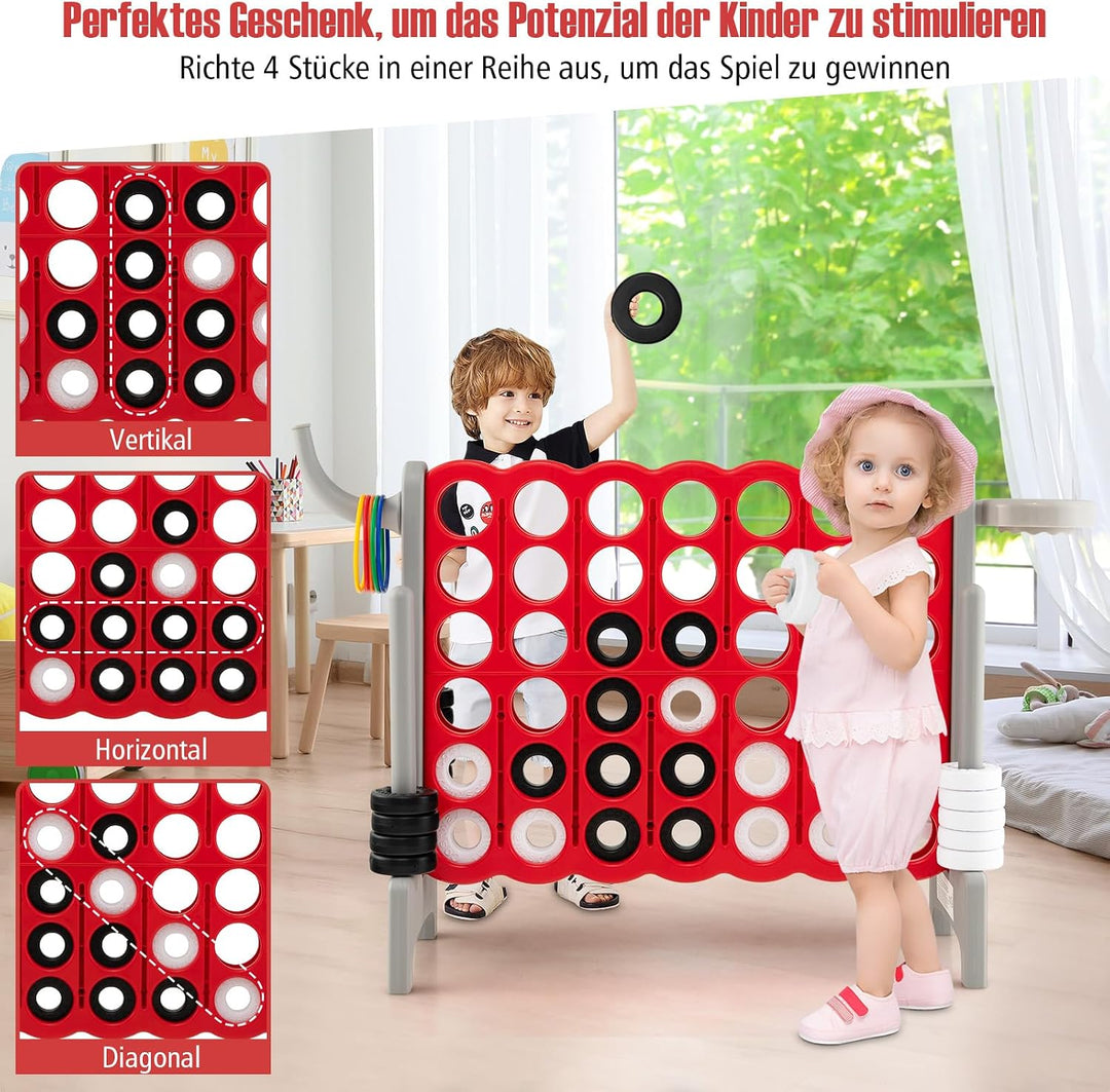GOPLUS Riesiges 4 Gewinnt Spiel, Strategiespiel mit 42 Ringen, Basketballkorb &amp; Wurfspiel &amp; Schnells
