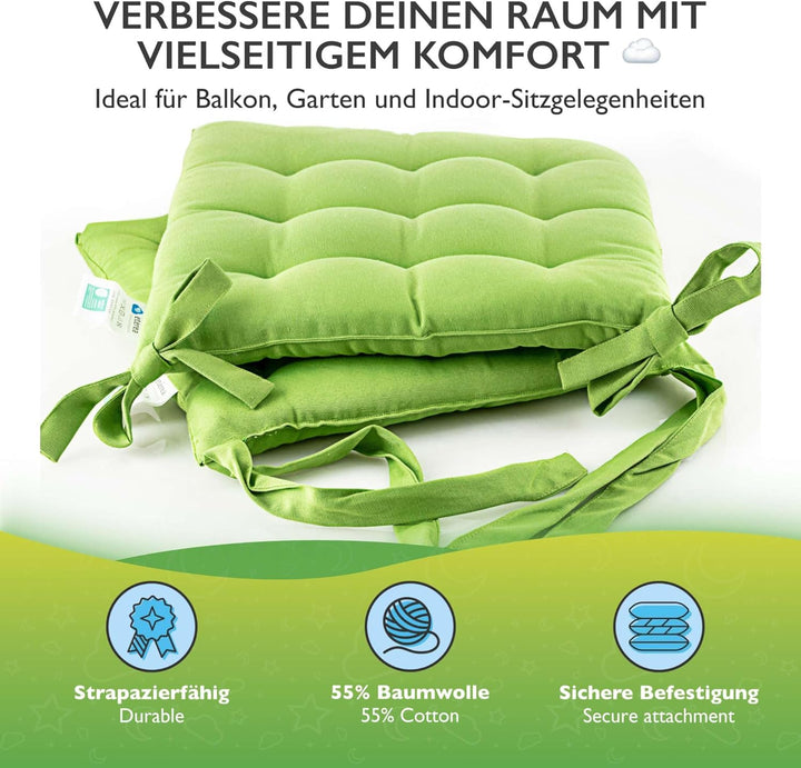 etérea Sitzkissen 40x40 cm für Innenbereich Balkonmöbel Gartenmöbel - Stuhlkissen Outdoor Set mit Bä