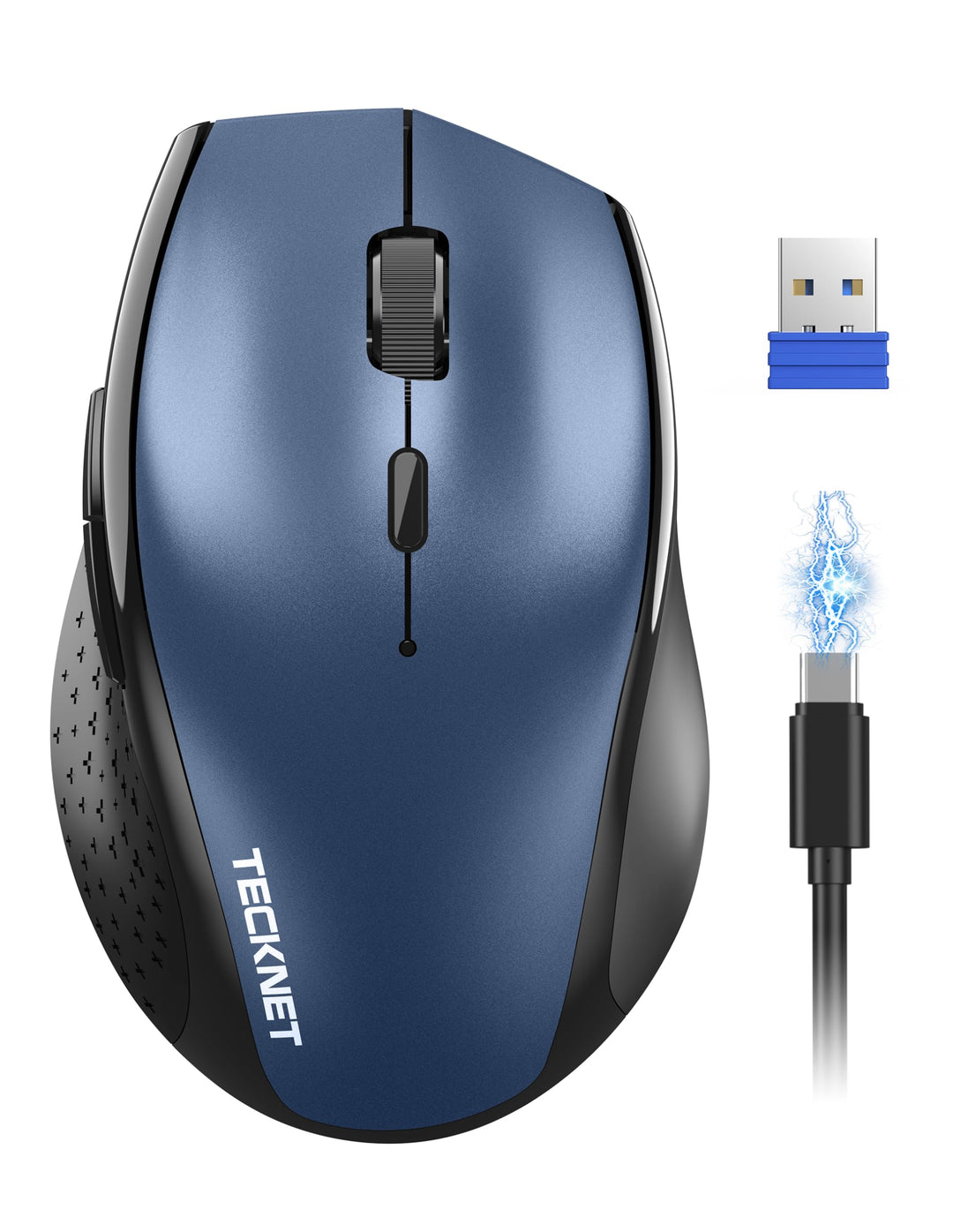 TECKNET PRO Kabellose Maus Wiederaufladbar,Silent Funkmaus 6400 DPI, 2,4 GHz Computermaus, Ergonomis