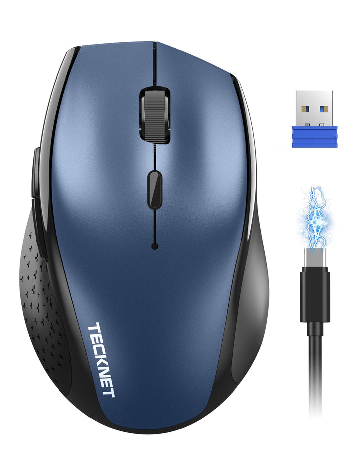 TECKNET PRO Kabellose Maus Wiederaufladbar,Silent Funkmaus 6400 DPI, 2,4 GHz Computermaus, Ergonomis