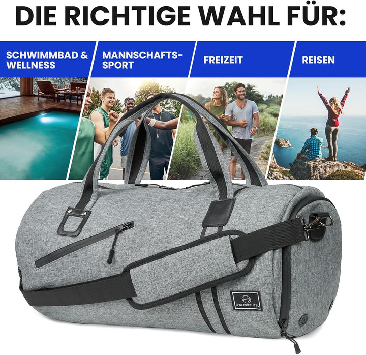 𝗪𝗢𝗟𝗙𝗦𝗕𝗘𝗨𝗧𝗘𝗟® 30L Sporttasche & Reisetasche für Damen & Herren mit Schuhfach & Nassfach | Wasserdicht