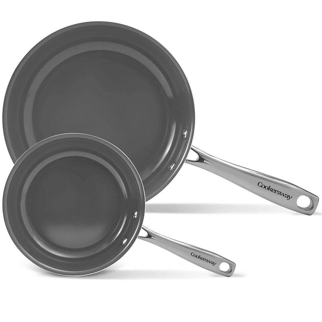 Keramik-Bratpfannen-Set 20 cm & 26 cm, Antihaftbeschichtung ohne PTFE PFOA PFAS, Induktionsgeeignet,
