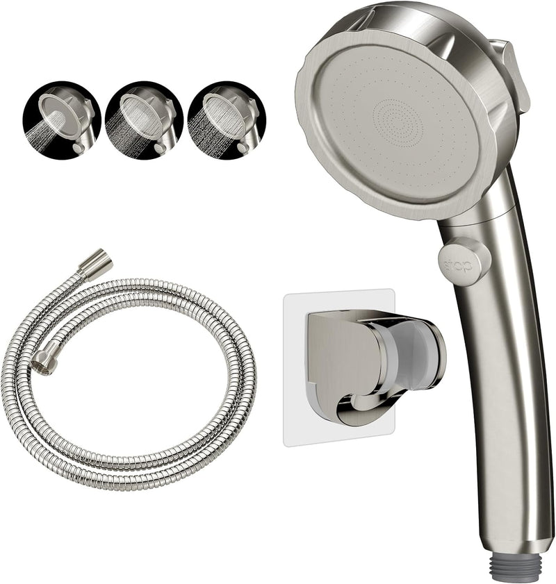 KAIYING Drill-Free Hochdruck-Handbrause mit ON/OFF-Pausenschalter 3 Sprühmodi Wassersparender Duschk