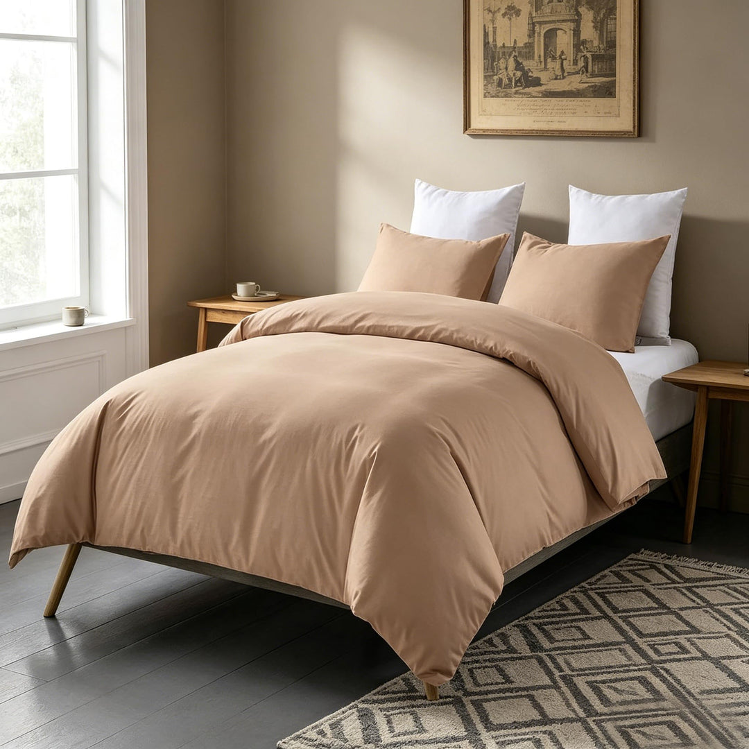 Beqnat Bettwäsche 200x200 Beige - Superweich Bettwäsche-Sets Bettbezug 200x200 Kissenbezug 80x80 2er
