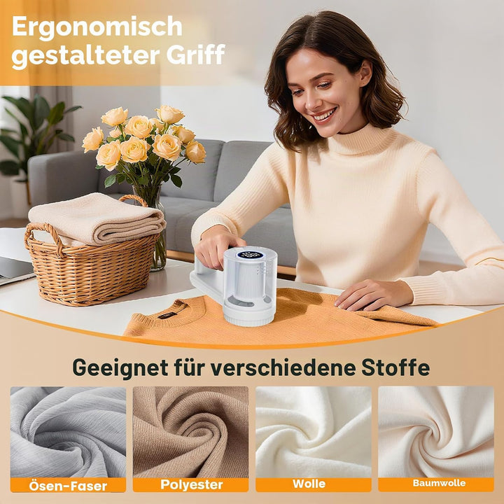 Fusselrasierer Elektrisch, 1800mAh USB Aufladbar Fusselentferner für Kleidung & Möbe, 3 Geschwindigk