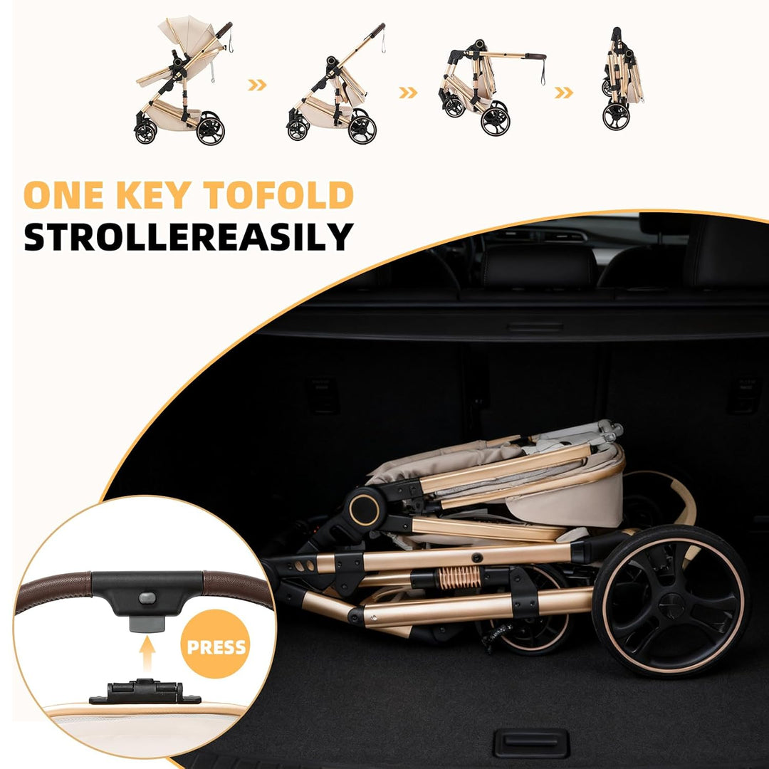 BEBBY 3-in-1 Kinderwagen KombiKinderwagen-Set 2-in-1 Buggy faltbar Luxus Hochlandschaft Neugeborenes