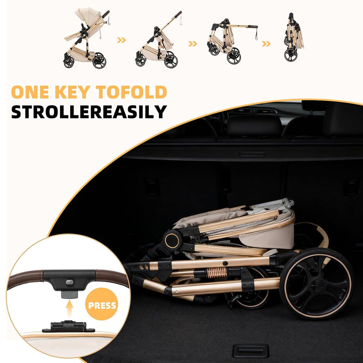 BEBBY Kinderwagen, Standard-Kinderwagen, Kinderwagen 3 in 1,Kinderwagen mit Faltbarem Tragbarem für