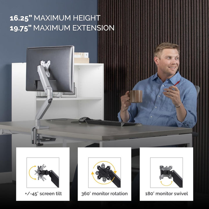 Fellowes Monitor Halterung für 1 Bildschirm bis 32 Zoll (81,28 cm) - Platinum Series Monitor Arm mit