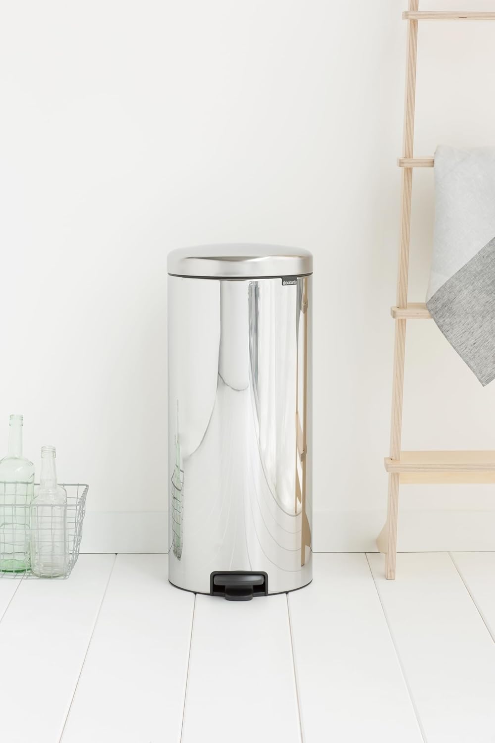 Brabantia Treteimer mit Inneneimer aus Metall, plastik metall, Glänzender Stahl, 30L 30 Liter Brilli