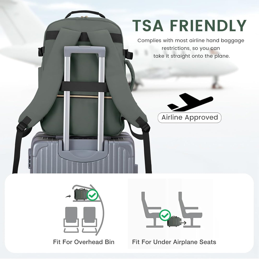 LOVEVOOK Handgepäck Rucksack Flugzeug, 40L Gross Reiserucksack Damen Kofferrucksack, Wasserdicht Rei