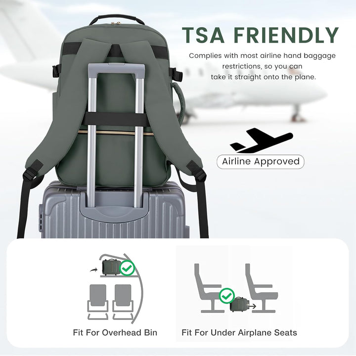 LOVEVOOK Handgepäck Rucksack Flugzeug, 40L Gross Reiserucksack Damen Kofferrucksack, Wasserdicht Rei